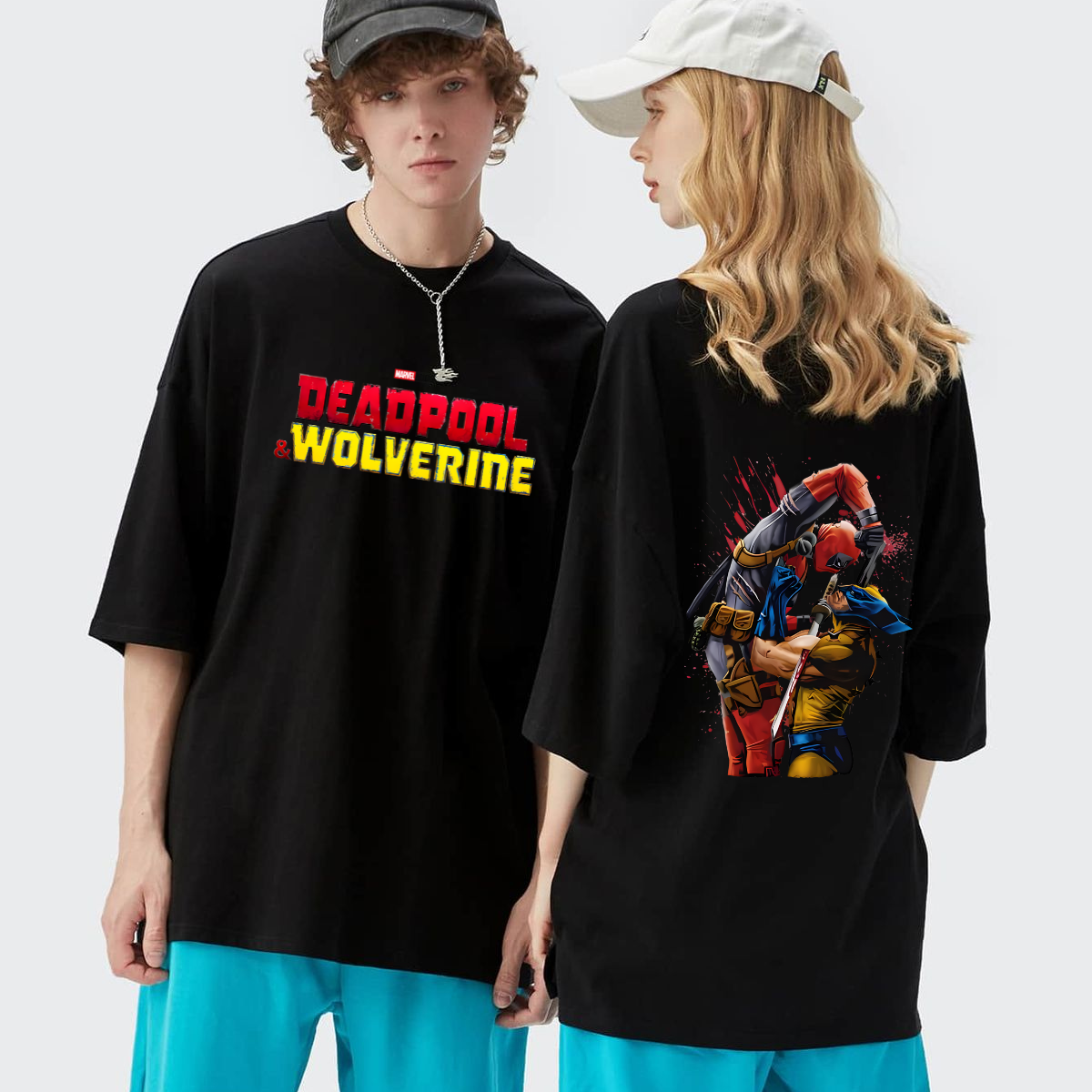 Unisex Oversized Deadpool & Wolverine Tshirt