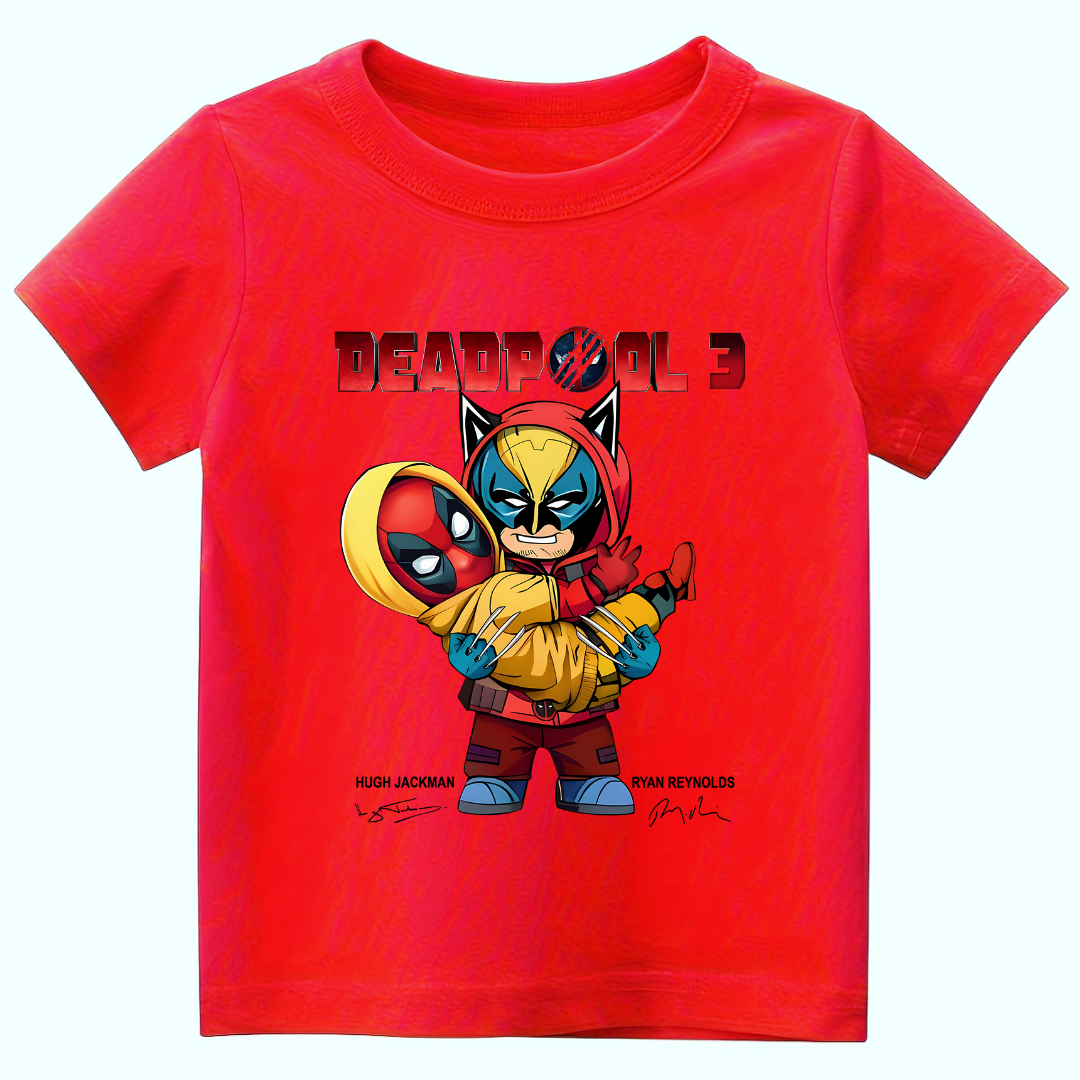 Unisex Kids Wolverine & Deadpool tees