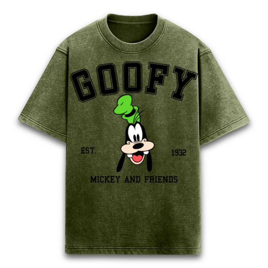 Unisex Oversized Acid wash Goofy Olive green Tshirt