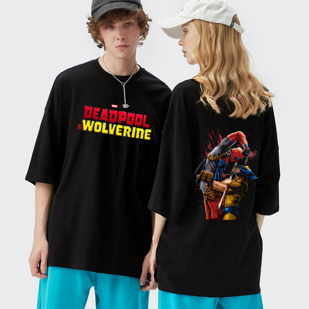 Unisex Oversized Deadpool & Wolverine Tees